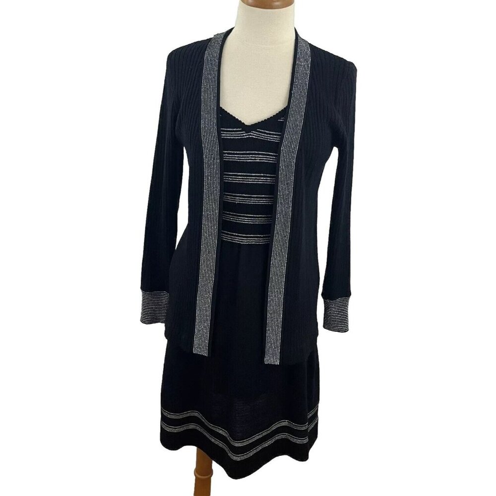 Vintage Roncelli Women's 13 Tank Dress & Sweater Knit Black Wool Blend Metallic